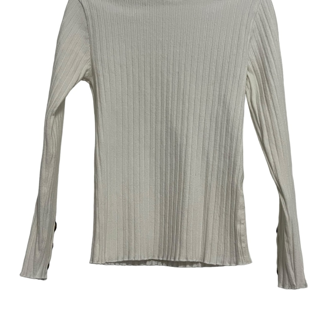 Zara Girls Rib-Knit Long Sleeve Pull-Over Sweater Ivory.